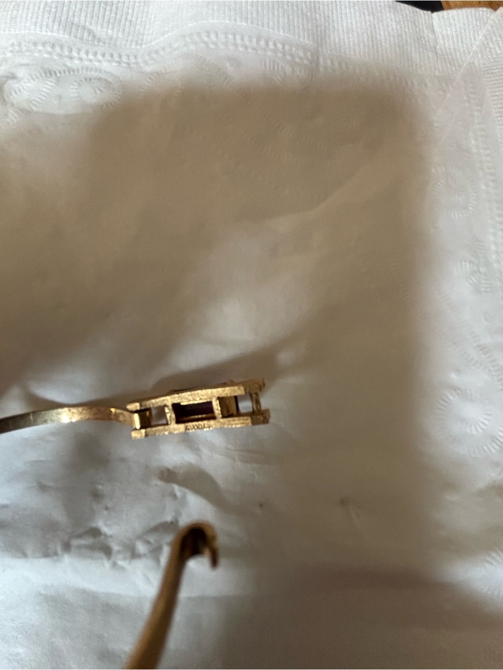 Avon Gold Bangle Bracelet with Rectangular amethyst Accent - Picture 4 of 4